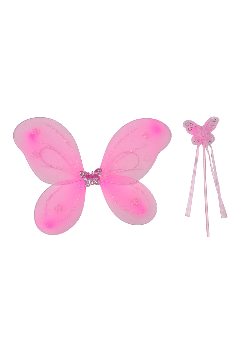 Wickedfun Children's Glitter Light Pink Wings With Wand (pack of 3)