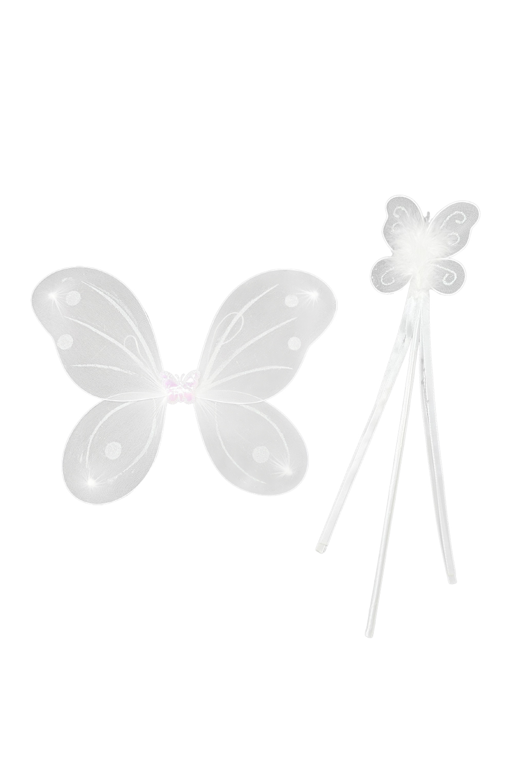 Wickedfun Children's Glitter White Wings With Wand (Pack of 3)