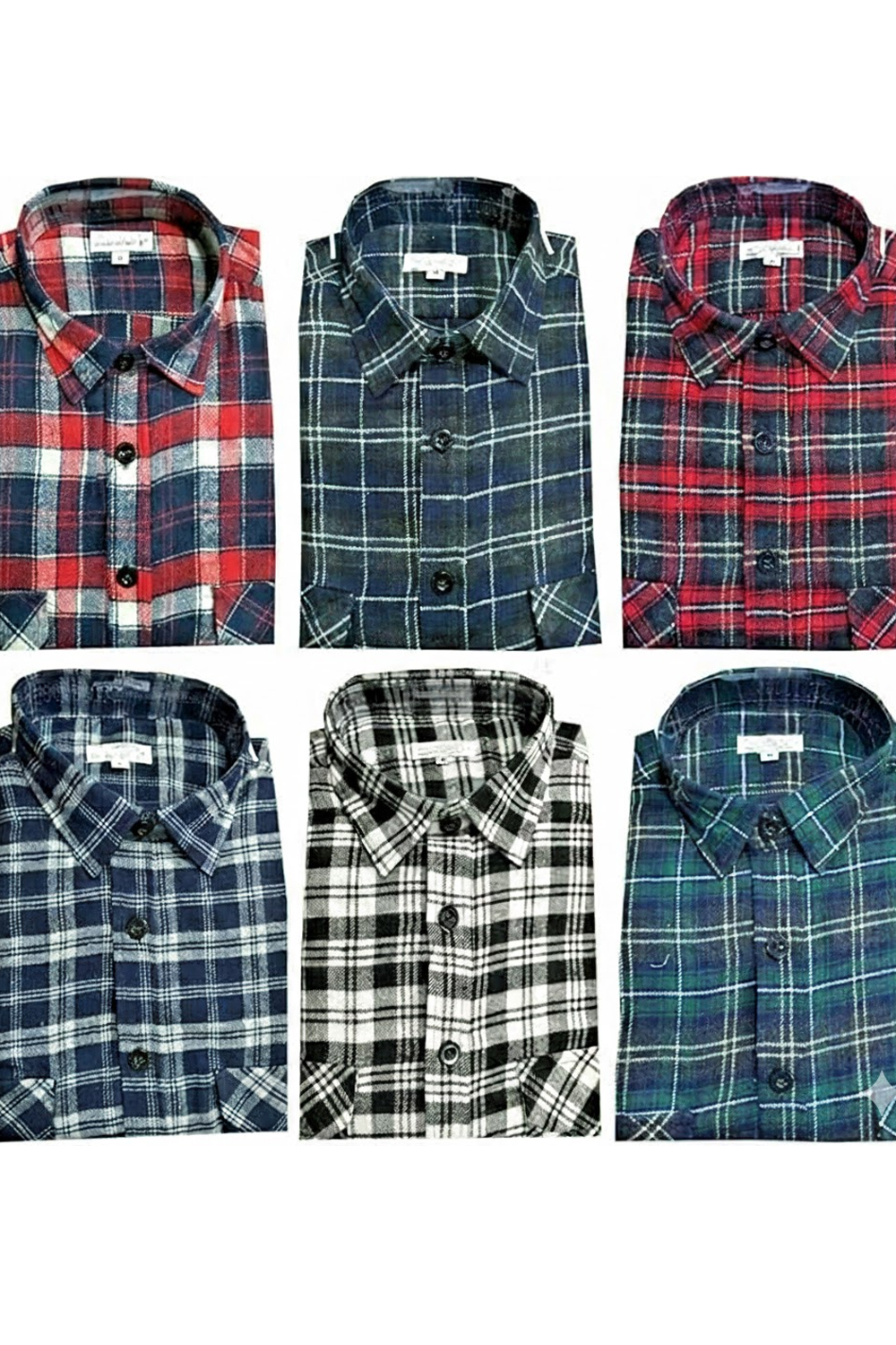 Men’s Flannel Check Fleece Shirt White & Black