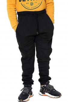 Kids Unisex Cuffed Waist Black Joggers UK Sizes 7-13 Years