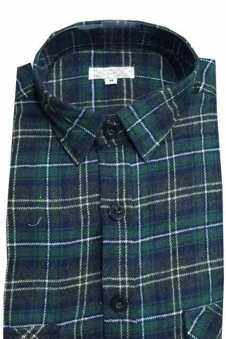 Men’s Flannel Check Fleece Shirt White & Black