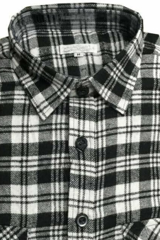 Men’s Flannel Check Fleece Shirt White & Black