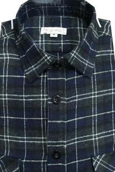 Men’s Flannel Check Fleece Shirt White & Black