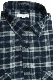 Men’s Flannel Check Fleece Shirt White & Black