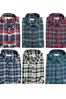Men’s Flannel Check Fleece Shirt White & Black
