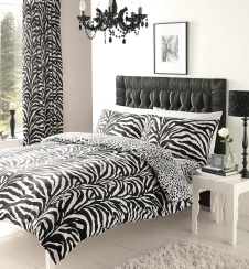 PRINTED DUVET SET ZEBRA WHITE/BLACK