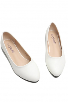 Women’s White Matte Ballet Flats