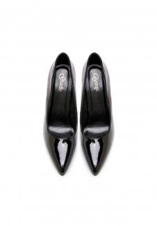 Womens Drag Queen Pointy Toe Court Shoes-Black Patent