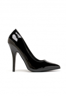 Womens Drag Queen Pointy Toe Court Shoes-Black Patent