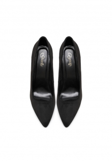 Womens Drag Queen Pointy Toe Court Shoes Black Suede