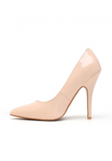 Womens Drag Queen Pointy Toe Court Shoes-Nude Patent