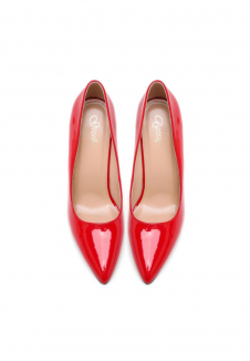 Womens Drag Queen Pointy Toe Court Shoes Red Patent