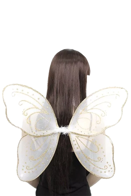 White Fairy Wings With Gold Glitter 54x44cm (pack of 3)